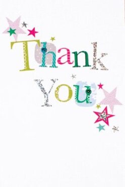 This thank you card captures the essence of joy and appreciation, infused with a sense of local warmth one might associate with Sands End's community spirit. The phrase 'Thank You' is meticulously stitched in a patchwork of exuberant hues-think lush magentas, vibrant teals, and cool ocean blues-that recall the colourful window boxes found along Townmead Road. Every letter boasts its own personality, adorned with subtle patterns-whether it's a starburst here or a dash of glittering silver there-creating a handcrafted appearance reminiscent of bespoke floral designs from Florist Sands End. Stars in magenta, teal, and touches of gold-like confetti after a festive event at Hurlingham Park-scatter gracefully along the periphery. There's an evident tactile quality, from the touch of raised, glitter-dusted letters to the slightly embossed stars, beckoning the recipient to linger over each detail. Against the pure, snow-white backdrop, every accent pops, giving the message a joyful vibrancy akin to the first blooms on a spring morning in Sands End. This card, paired with a radiant arrangement from a local florist, offers heartfelt reassurance-a blend of thankfulness and celebration. Through colour, texture, and thoughtful composition, it mirrors the kind of genuine delight Florist Sands End strives to deliver with every bouquet, always mindful of the meaningful connections that bloom within a close-knit community.