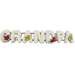 A lovingly arranged "GRANDPA" floral tribute stretches horizontally across a pure white background, as if ready to be placed at the front of a funeral service or by a graveside in Sands End. Each tall capital letter is richly padded with small, pure white chrysanthemums, their tightly clustered petals creating a soft, downy surface that conveys comfort, peace, and quiet honour. A narrow edging of pale lavender ribbon delicately follows the outline of every letter, giving just enough colour contrast for the word to stand out clearly while maintaining a gentle, understated look. Tucked into the open curve of the initial "G" is a compact cluster of deep red roses, surrounded by lush green foliage, adding a passionate note of love and remembrance. The first "A" further along the tribute is accented with yellow-green orchids, their unusual, refined blooms bringing a hint of modern elegance often chosen by families in Sands End for personal tributes to grandparents. Within the rounded centre of the "D," another grouping of rich red roses echoes the beginning of the word, while the final "A" repeats the graceful orchids, balancing the design and guiding the eye from left to right. Slender metal or wooden supports run discreetly along the back, keeping the letters aligned in a clean row without distracting from the flowers. The overall impression is of a respectful, handcrafted memorial piece that combines classic white sympathy flowers, romantic roses, and distinctive orchids to express deep gratitude, respect, and enduring love for a much-missed grandfather in the local community.