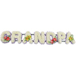 A long, low funeral tribute in the shape of the word "GRANDPA" stretches across the frame, each letter a solid block of pure white flowers that seem to glow against the simple white background. The letters are made entirely from tightly packed white chrysanthemums, their rounded petals interlocking to form thick, cushion-like surfaces that look soft and comforting, almost like a quilt sewn from blossoms. Around the base of each letter, a subtle edging of pale lavender ribbon traces the contours, adding a refined, pastel halo and making the forms stand out more clearly. This gentle hint of purple brings a quiet sense of calm and spirituality without overwhelming the peaceful white. The letters rest on a dark green frame that remains mostly hidden, although occasional glimpses of the structure suggest the skilled craftsmanship behind the design. Colourful accent arrangements give the tribute character and individuality: the "G" and "D" each carry vibrant clusters of deep red anthuriums, their glossy heart-shaped spathes and prominent yellow spadices rising from a bed of dark green foliage, like heartfelt memories shining through grief. The first "A" and the last "A" feature graceful yellow-green orchid sprays, their delicate petals and arching stems adding sophistication and a contemporary touch, as if to honour a grandfather with quiet elegance. The combination of fresh greenery, crisp white petals, and jewel-toned accent flowers feels thoughtfully balanced, the kind of bespoke tribute carefully prepared in a local Sands End florist's studio before being taken with care to a nearby church or crematorium to honour a much-loved grandpa.